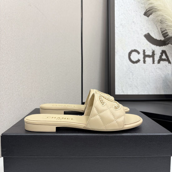 Chanel Premium Sheepskin Leather Sole Casual Slides