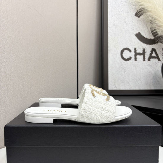 Chanel Premium Sheepskin Leather Sole Casual Slides