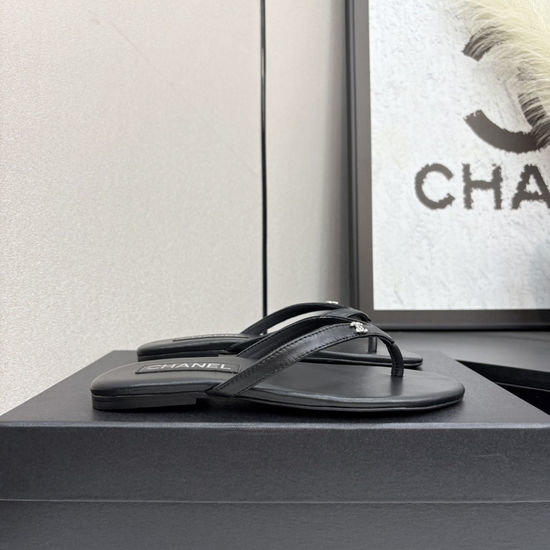 Chanel Satin Sheepskin Leather Sole Comfortable Sandals