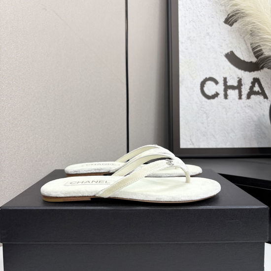 Chanel Satin Sheepskin Leather Sole Comfortable Sandals