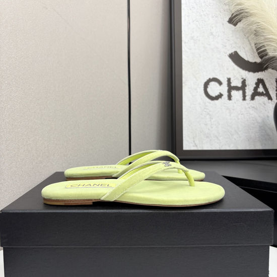 Chanel Satin Sheepskin Leather Sole Comfortable Sandals