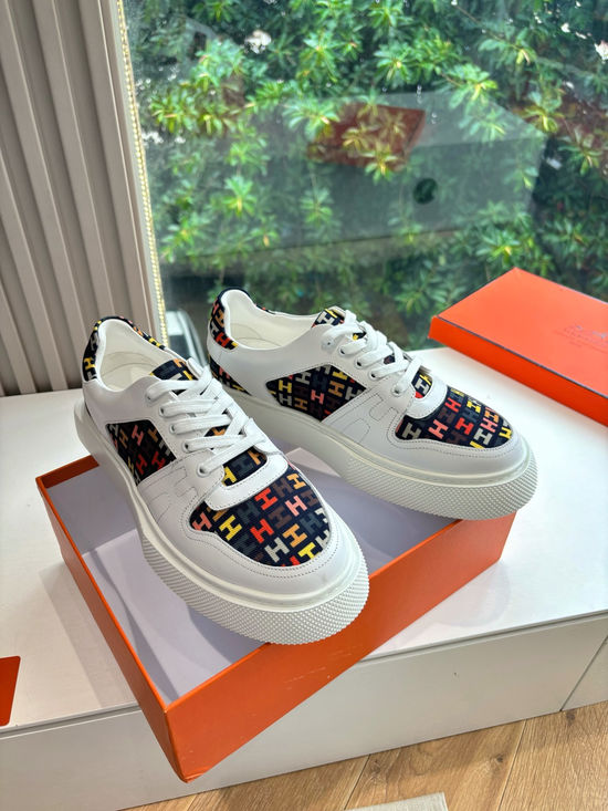 Hermes Casual Comfortable Sneakers Premium Leather Upper