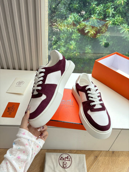 Hermes Casual Comfortable Sneakers Premium Leather Upper
