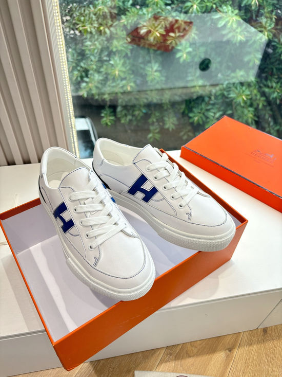 Hermes Casual Versatile Sneakers Soft Leather Lightweight Non-slip Sole
