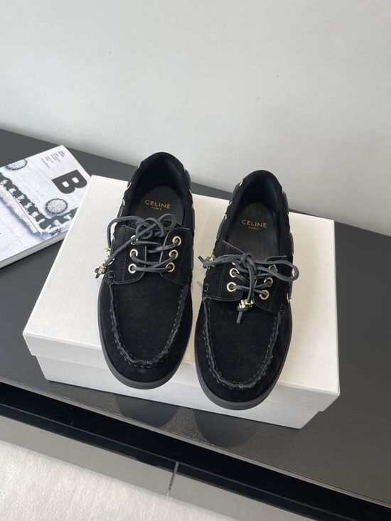 Celine Classic Slip On Leather Loafers with Decorative Buckle
