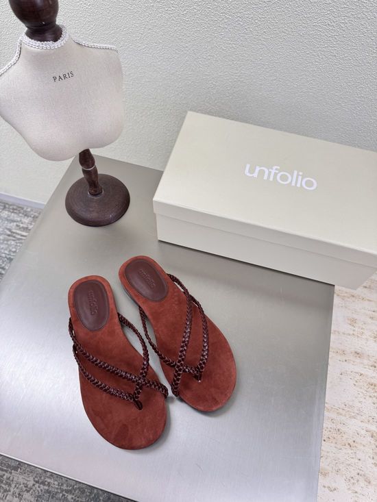 Unfolio Woven Leather Strap Toe-Post Sandals Premium Comfort