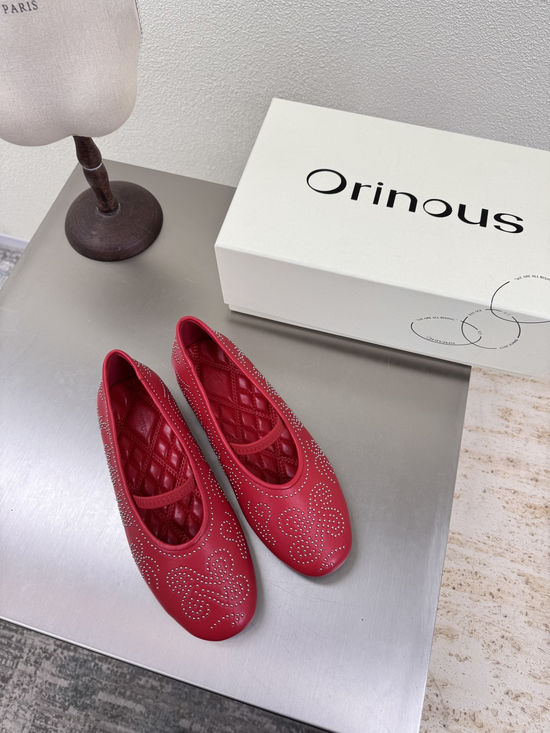 Orinous Embellished Rivet Mary Jane Flats Soft Sheepskin Upper