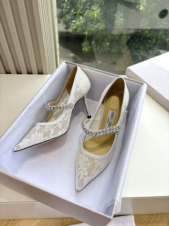 Jimmy Choo Rhinestone Decor Pointed Toe High Heel Dress Shoes