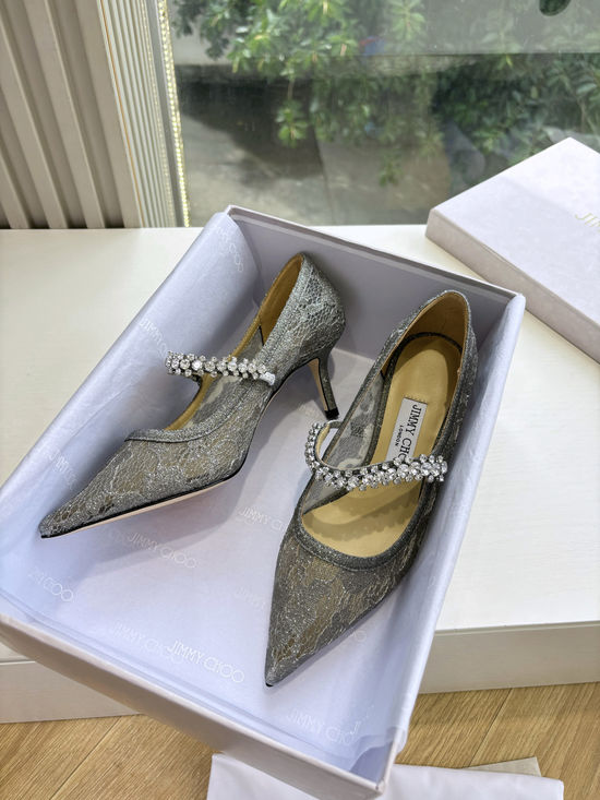 Jimmy Choo Rhinestone Decor Pointed Toe High Heel Dress Shoes