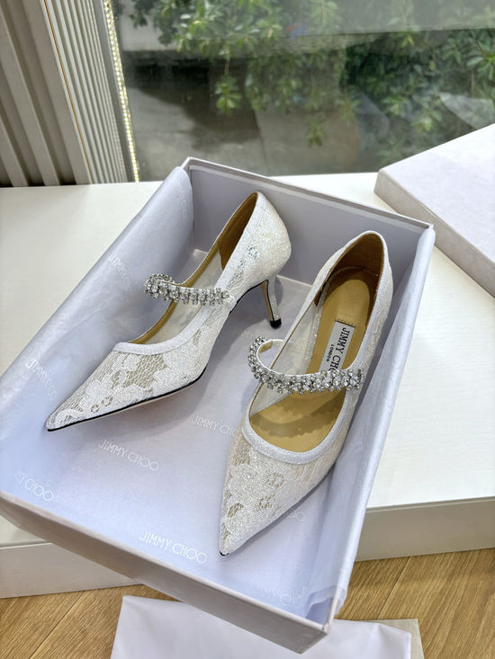 Jimmy Choo Rhinestone Decor Pointed Toe High Heel Dress Shoes