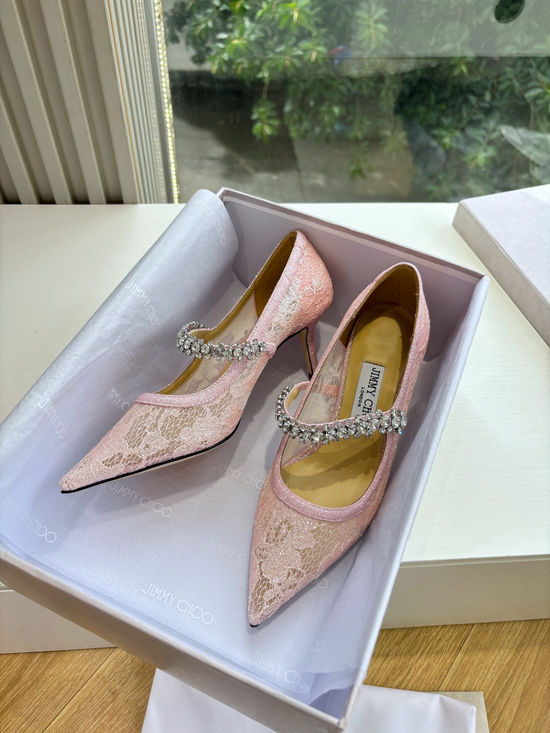 Jimmy Choo Rhinestone Decor Pointed Toe High Heel Dress Shoes