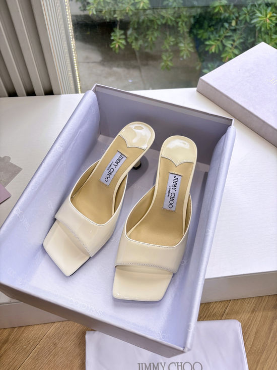 Jimmy Choo Elegant High-Heeled Slippers with Imported Leather