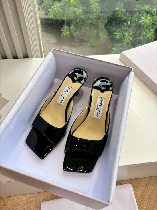 Jimmy Choo Elegant High-Heeled Slippers with Imported Leather