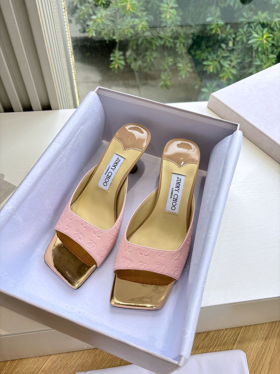 Jimmy Choo Elegant High-Heeled Slippers with Imported Leather