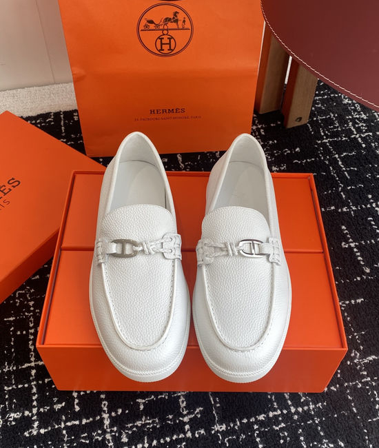 Hermes Classic Slip-on Loafers Soft Leather Upper Comfortable Sole