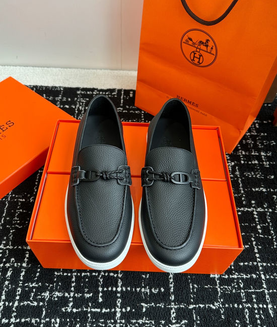 Hermes Classic Slip-on Loafers Soft Leather Upper Comfortable Sole