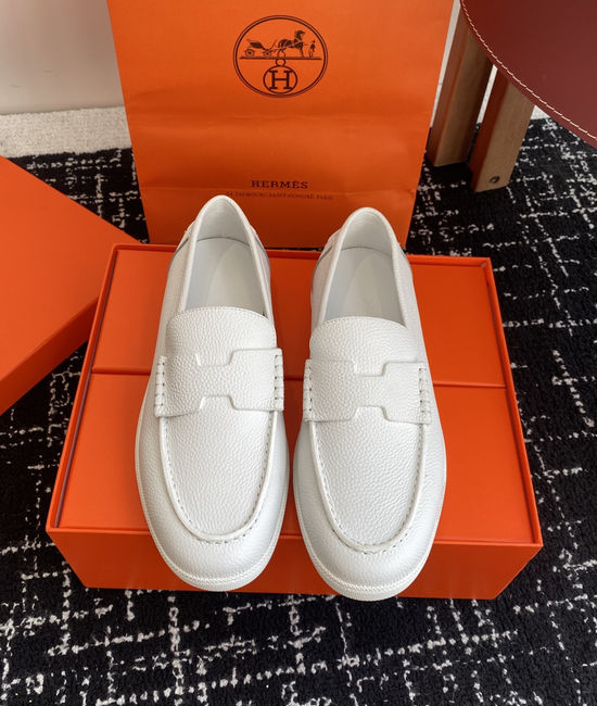 Hermes Classic Slip-on Loafers Soft Leather Upper Comfortable Sole