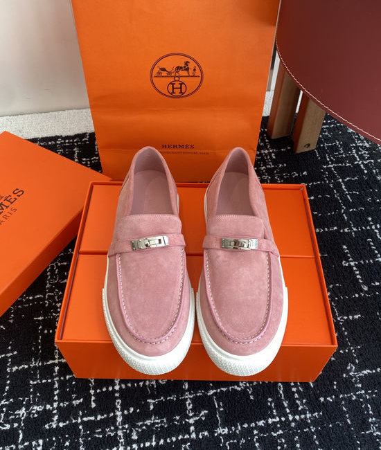 Hermes Classic Slip-on Loafers Soft Leather Upper Comfortable Sole