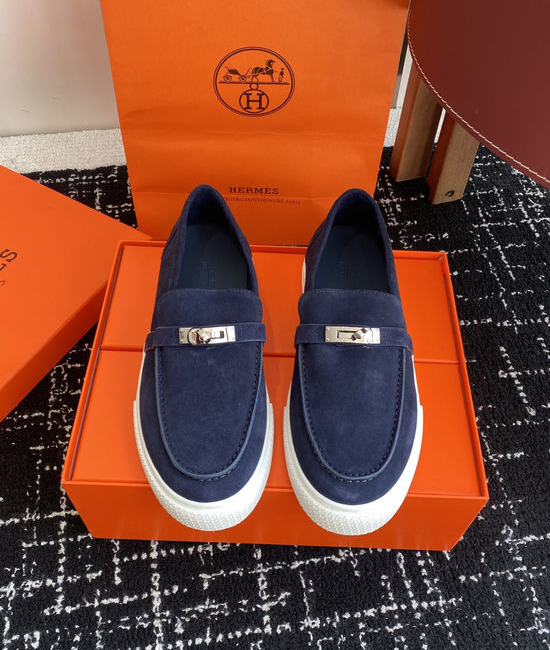 Hermes Classic Slip-on Loafers Soft Leather Upper Comfortable Sole