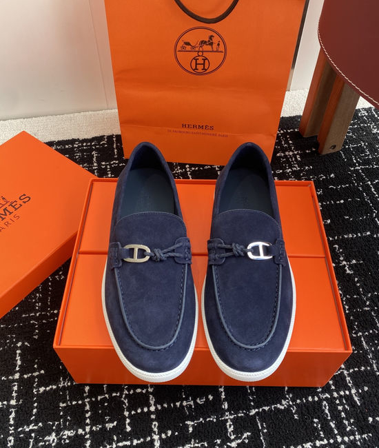 Hermes Classic Slip-on Loafers Soft Leather Upper Comfortable Sole