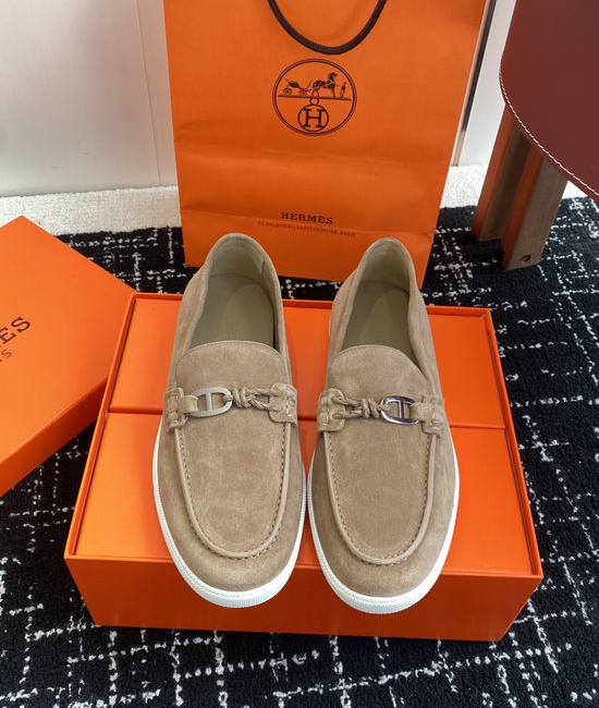 Hermes Classic Slip-on Loafers Soft Leather Upper Comfortable Sole