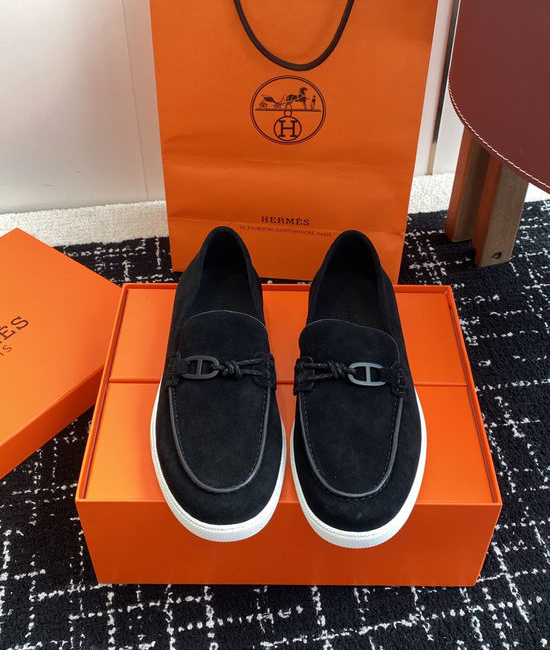 Hermes Classic Slip-on Loafers Soft Leather Upper Comfortable Sole