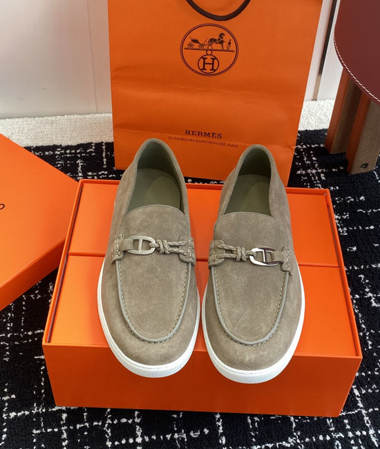 Hermes Classic Slip-on Loafers Soft Leather Upper Comfortable Sole