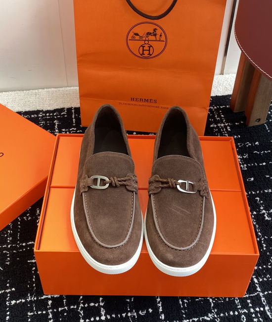 Hermes Classic Slip-on Loafers Soft Leather Upper Comfortable Sole
