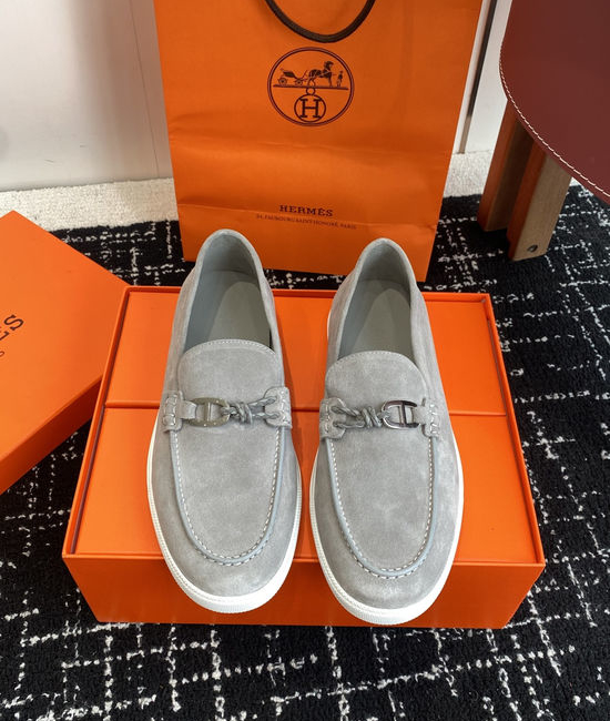 Hermes Classic Slip-on Loafers Soft Leather Upper Comfortable Sole