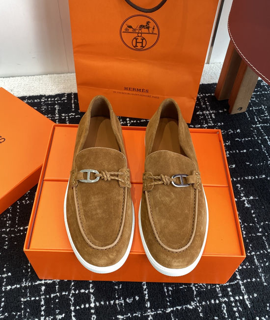 Hermes Classic Slip-on Loafers Soft Leather Upper Comfortable Sole
