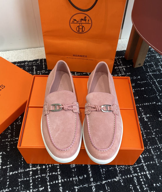 Hermes Classic Slip-on Loafers Soft Leather Upper Comfortable Sole