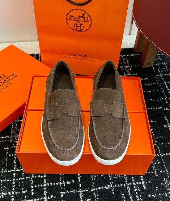 Hermes Classic Slip-on Loafers Soft Leather Upper Comfortable Sole