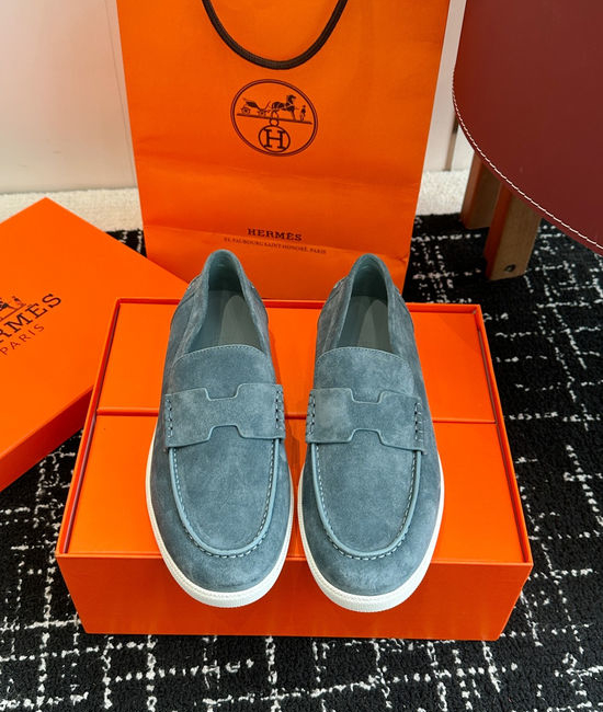 Hermes Classic Slip-on Loafers Soft Leather Upper Comfortable Sole