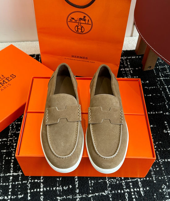 Hermes Classic Slip-on Loafers Soft Leather Upper Comfortable Sole