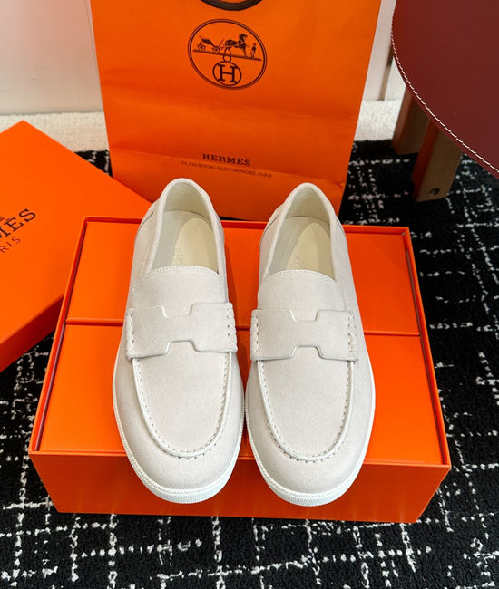 Hermes Classic Slip-on Loafers Soft Leather Upper Comfortable Sole