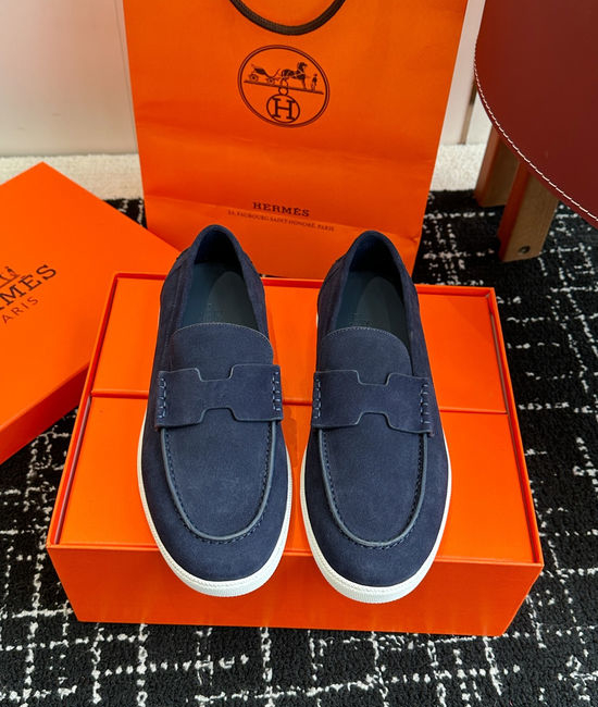 Hermes Classic Slip-on Loafers Soft Leather Upper Comfortable Sole