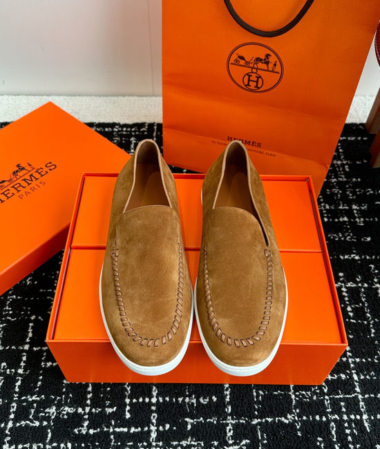 Hermes Classic Slip-on Loafers Soft Leather Upper Comfortable Sole