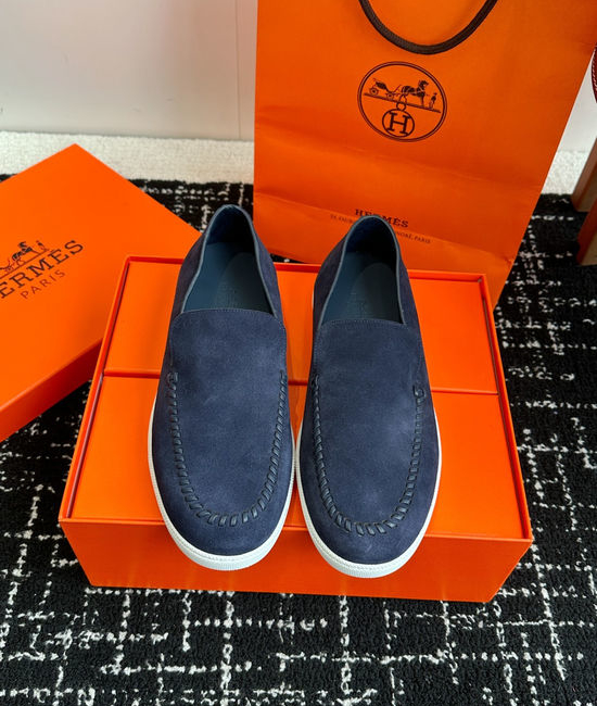 Hermes Classic Slip-on Loafers Soft Leather Upper Comfortable Sole