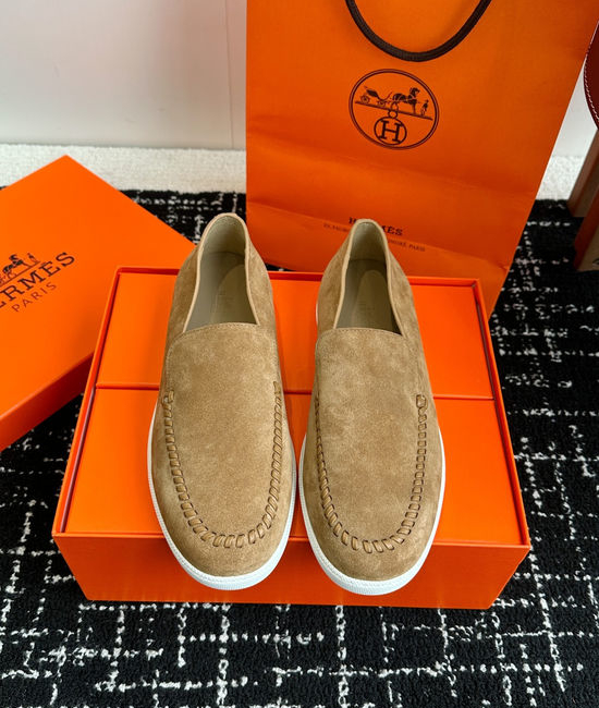 Hermes Classic Slip-on Loafers Soft Leather Upper Comfortable Sole