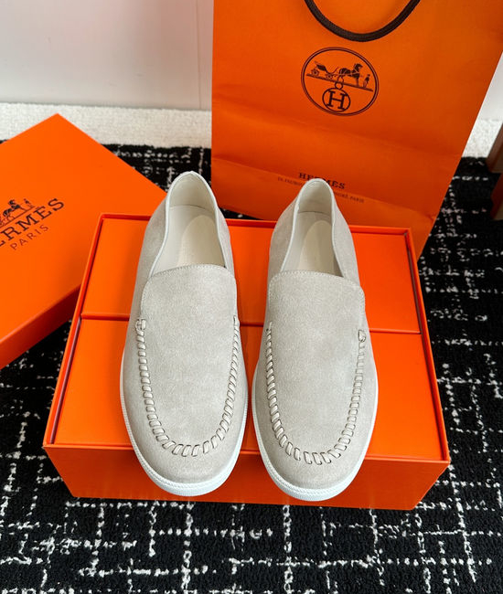 Hermes Classic Slip-on Loafers Soft Leather Upper Comfortable Sole