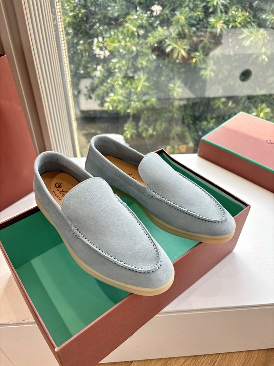 Loro Piana Suede Loafers Hand Stitched Premium Sole Comfortable Casual Shoes