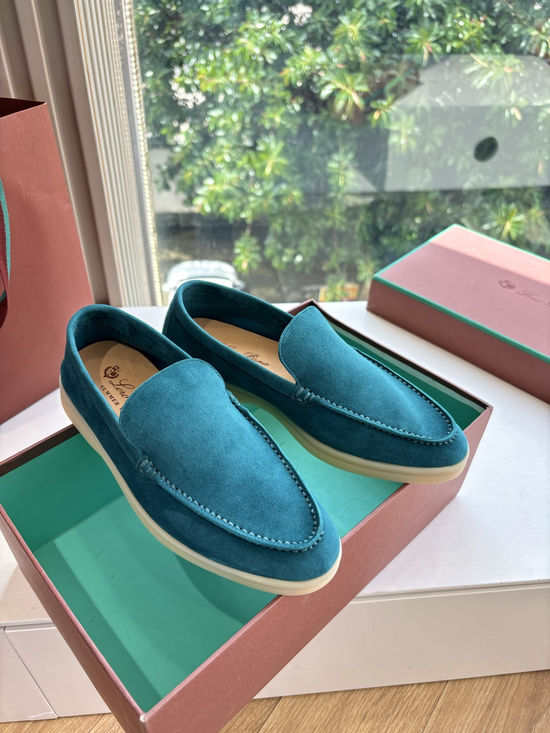 Loro Piana Suede Loafers Hand Stitched Premium Sole Comfortable Casual Shoes