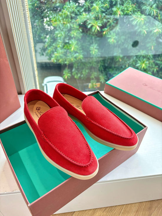 Loro Piana Suede Loafers Hand Stitched Premium Sole Comfortable Casual Shoes