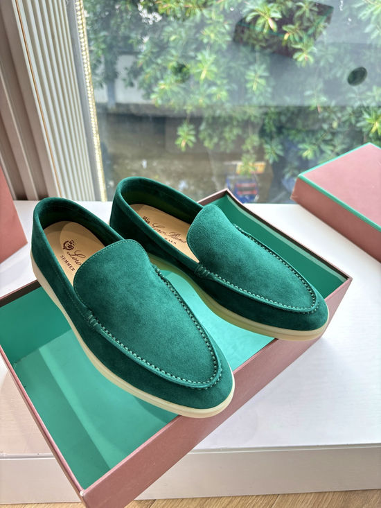 Loro Piana Suede Loafers Hand Stitched Premium Sole Comfortable Casual Shoes