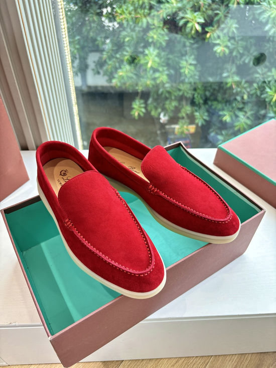 Loro Piana Suede Loafers Hand Stitched Premium Sole Comfortable Casual Shoes