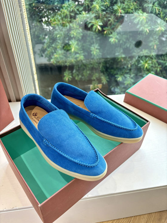 Loro Piana Suede Loafers Hand Stitched Premium Sole Comfortable Casual Shoes