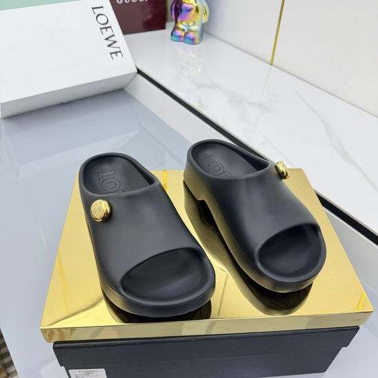 Loewe Embroidered Flat Slides Soft Upper Lightweight Wear-resistant Sole