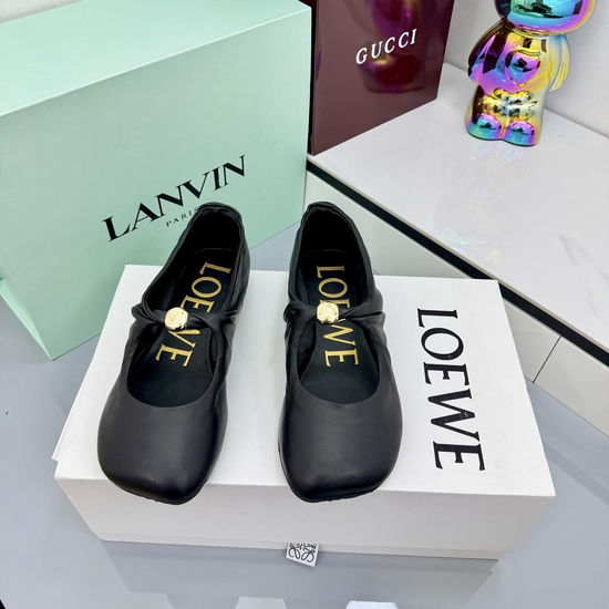 Loewe Soft Leather Ballet Flats with Decorative Metal Detail