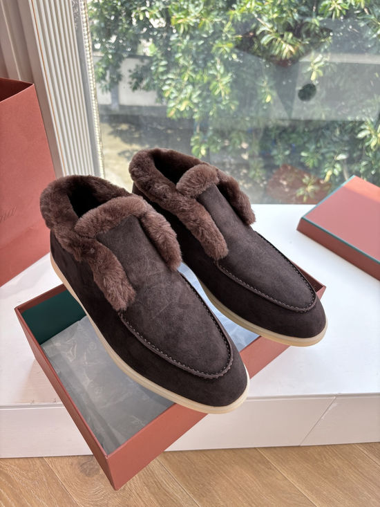 Loro Piana Elegant Suede Loafers with Italian Cashmere Accents