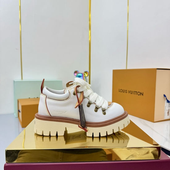 Louis Vuitton Premium Leather Lace-up Thick Sole Loafer Shoes Comfortable